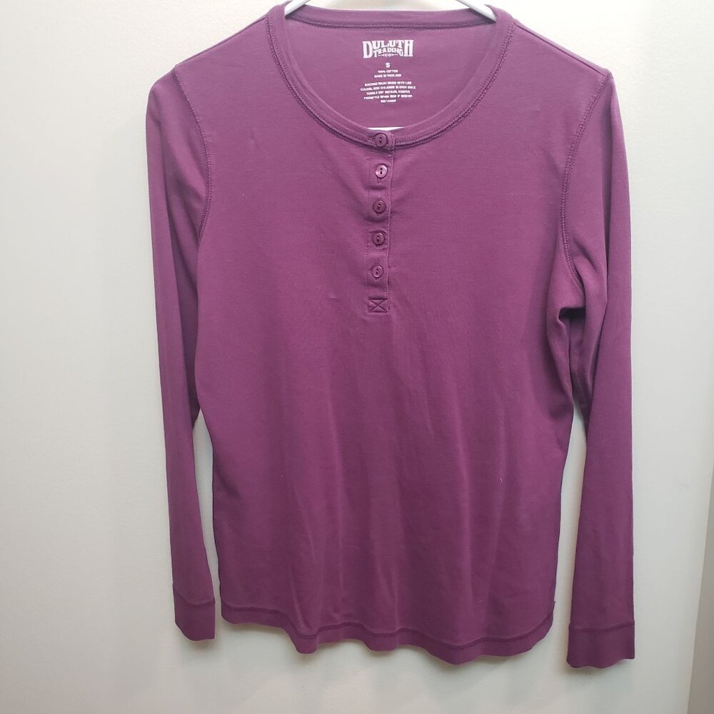 Duluth Trading Purple Long Sleeve Shirt Buttons Size Small